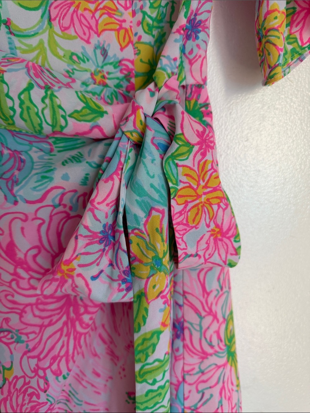 Lilly Pulitzer Pink Floral Midi Dress with Green & Blue Accents - Picture 5 of 9